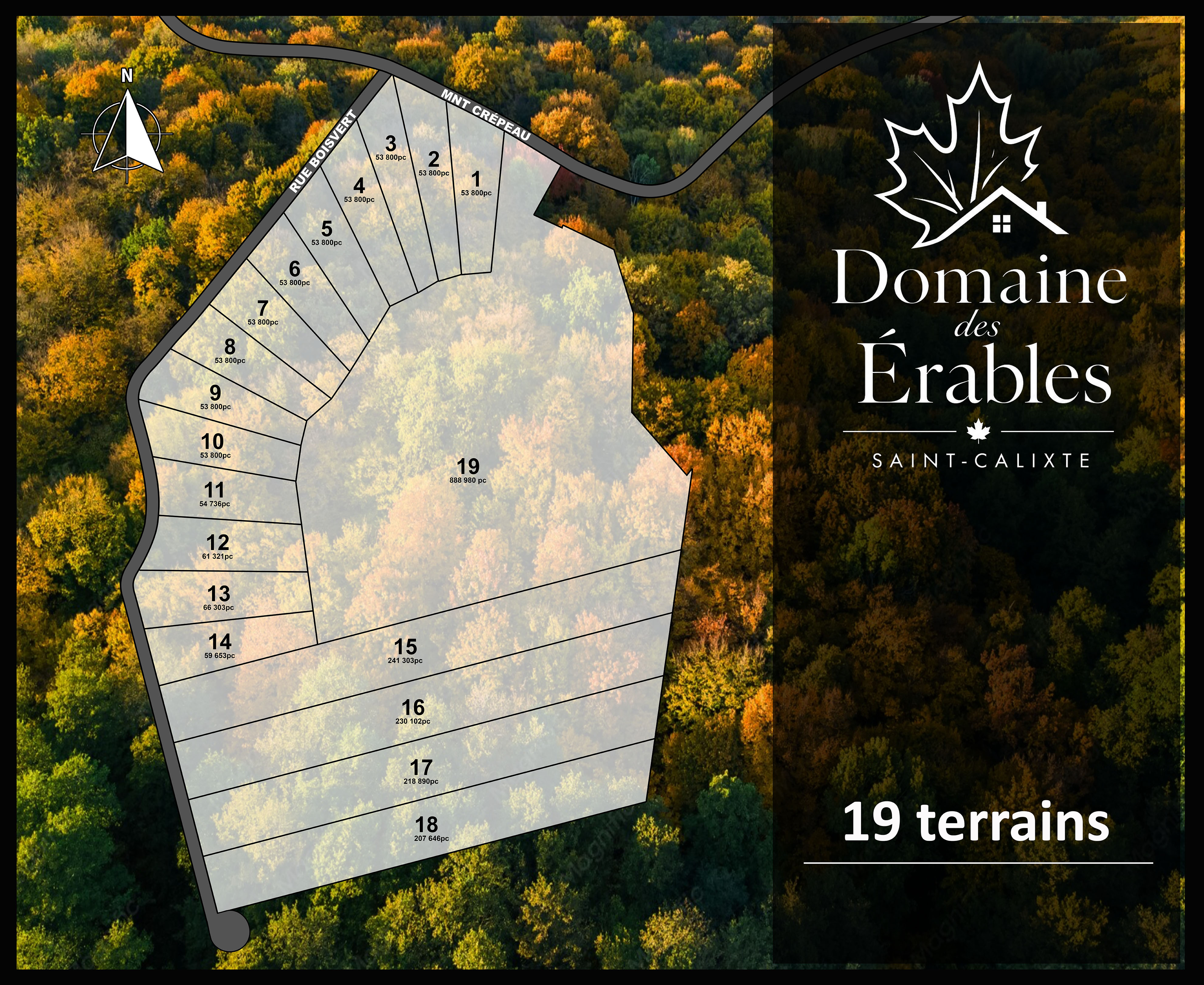 Vue aérienne du Domaine des Érables — forêt d'érables en Lanaudière